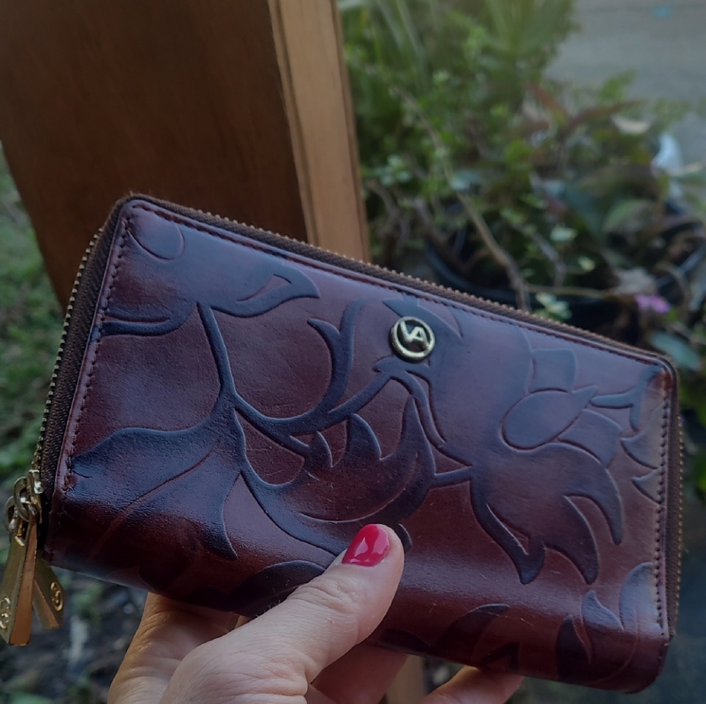 Brown Floral Embossed Wallet